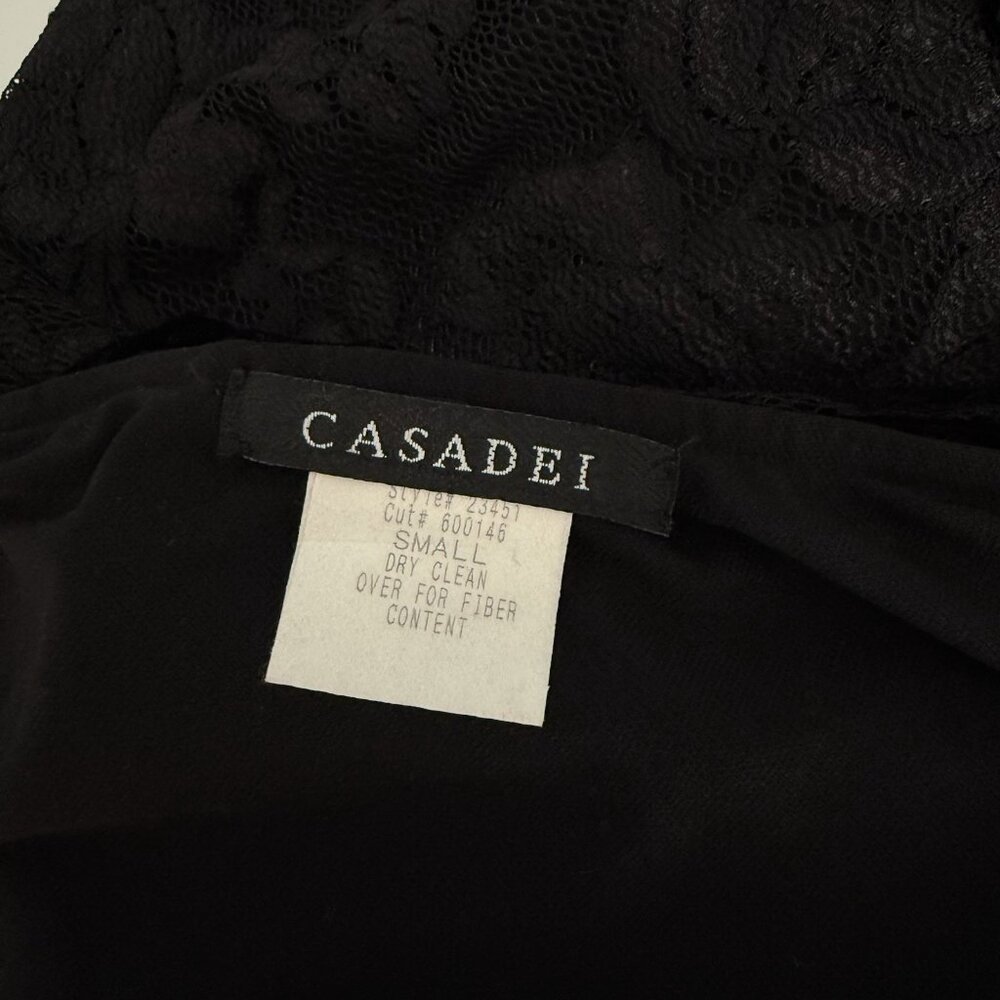 Vintage Y2K Cascadei Black Velvet & Chiffon Evening Dress Asymmetric Whimsy - Picture 9 of 10